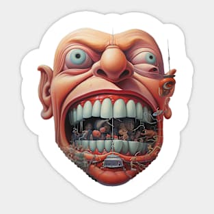 Cyberpunk Mayhem: Crazy Cyberpunk Face T-Shirt Sticker